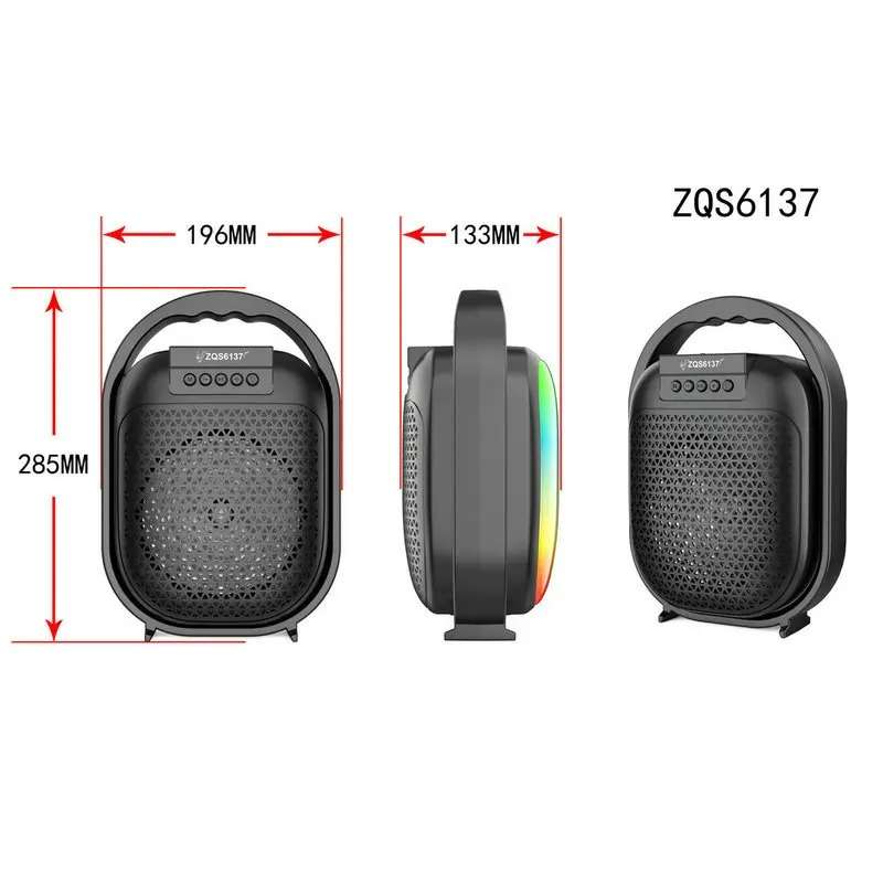 Haut-parleur-Bluetooth-sans-fil-nouveaué-ZQS6137-lumière-LED-Portable, extérieur, maison, basse, haute qualité WAFFIR