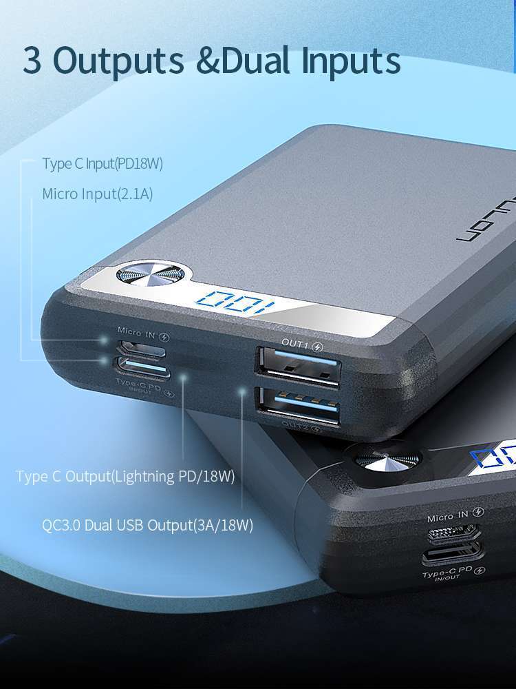 KONFULON Q11 Mini FAST batterie externe, chargeur de Power Bank USB à charge rapide, 10000 mAh, QC 3.0  WAFFIR.MA