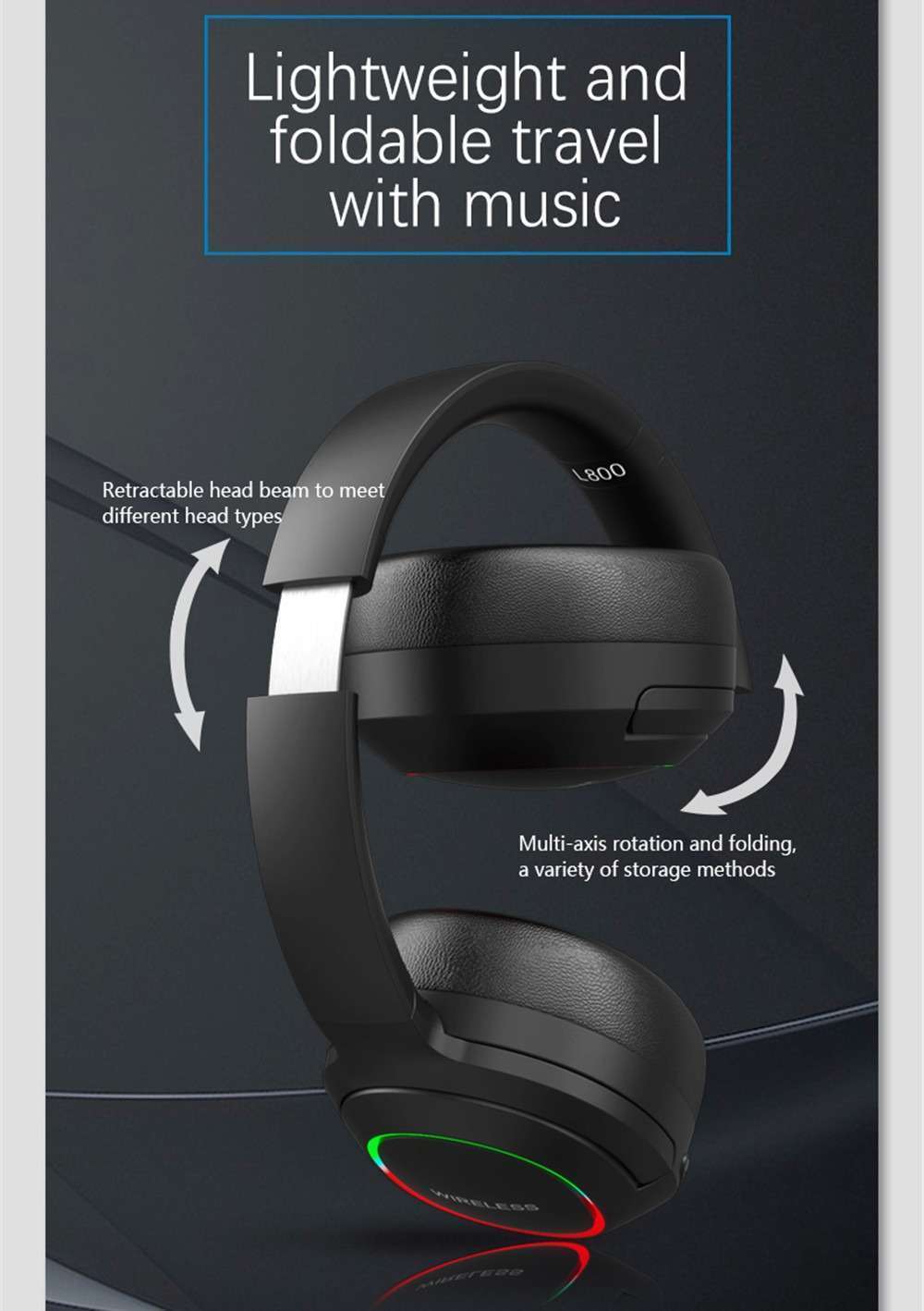 Écouteurs sans fil DeepBass R10 Bluetooth pliables, casque R1O de jeu stéréo Bass, Micro, antibruit, pour iphone, PC, téléphone PILE