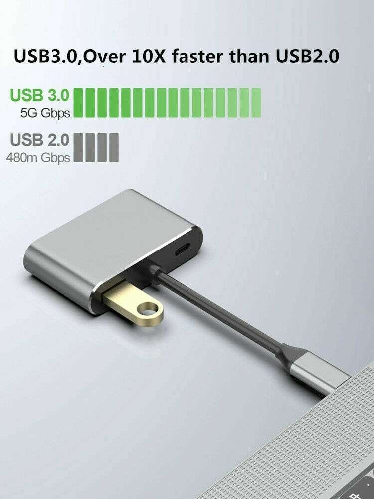 USB Type C to VGA HDMI USB 3.0 Hub Adapter 4 in 1 HUB WAFFIR.MA DES (2)
