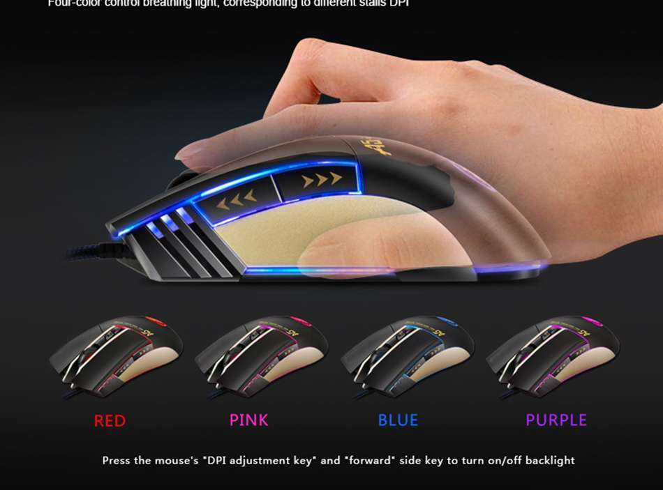 IMICE A5 professionnel 7 touches souris optique bureau ordinateur portable PC souris quatre couleurs lampe respiratoire jeu Gain de poids souris garantie 