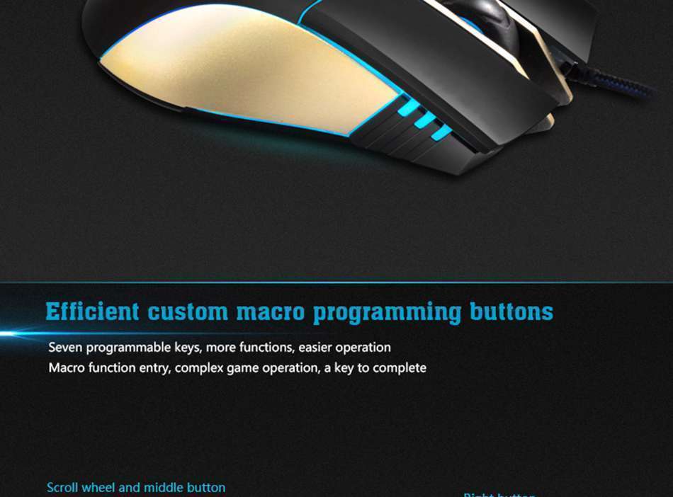 IMICE A5 professionnel 7 touches souris optique bureau ordinateur portable PC souris quatre couleurs lampe respiratoire jeu Gain de poids souris garantie