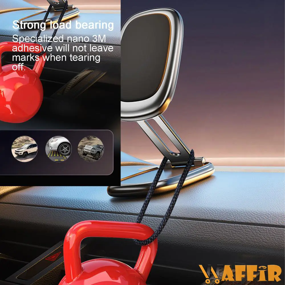 Support de téléphone magnétique pliable pour voiture, grille d'aération, rotation à 360 °, support de bain magnétique pour tableau de bord Waffir.Ma Support maroc magnetique 