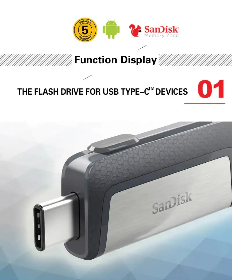 Clé USB SanDisk Ultra Dual Drive 32 Go, 64 Go, 128 Go, USB Type-C USB A 3.1 Gen 1 OTG avec taux de transfert de 150 Mo Par S Waffir.Ma Memoire STOCKAGE Sandisk Maroc