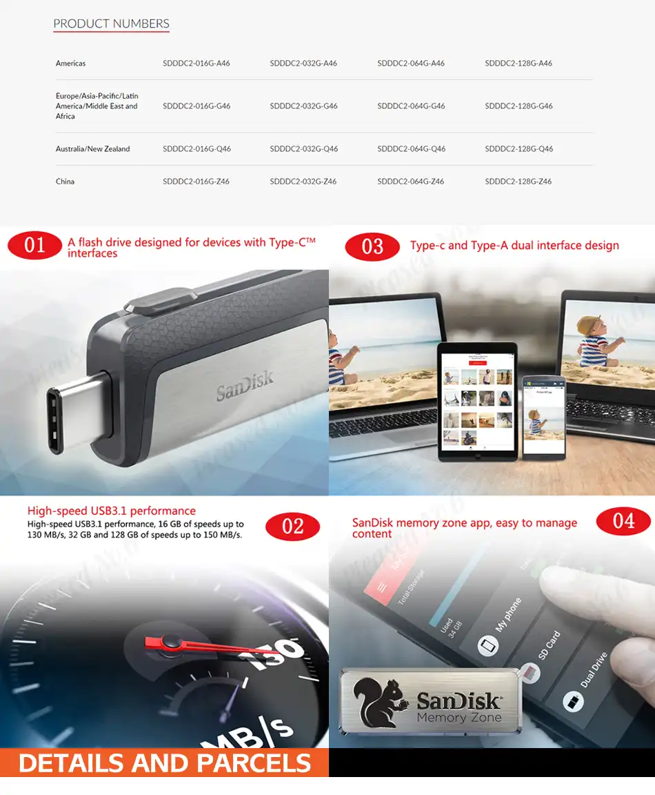 Clé USB SanDisk Ultra Dual Drive 32 Go, 64 Go, 128 Go, USB Type-C USB A 3.1 Gen 1 OTG avec taux de transfert de 150 Mo Par S Waffir.Ma Memoire STOCKAGE Sandisk Maroc
