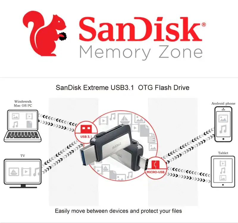 Clé USB SanDisk Ultra Dual Drive 32 Go, 64 Go, 128 Go, USB Type-C USB A 3.1 Gen 1 OTG avec taux de transfert de 150 Mo Par S Waffir.Ma Memoire STOCKAGE Sandisk Maroc