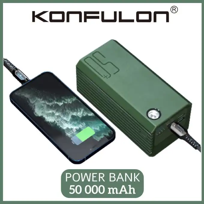 Konfulon A22 Flash Light Power, Banque d’alimentation portable à haute capacité 50000 mAh Waffir.Ma Power Bank MAROC 