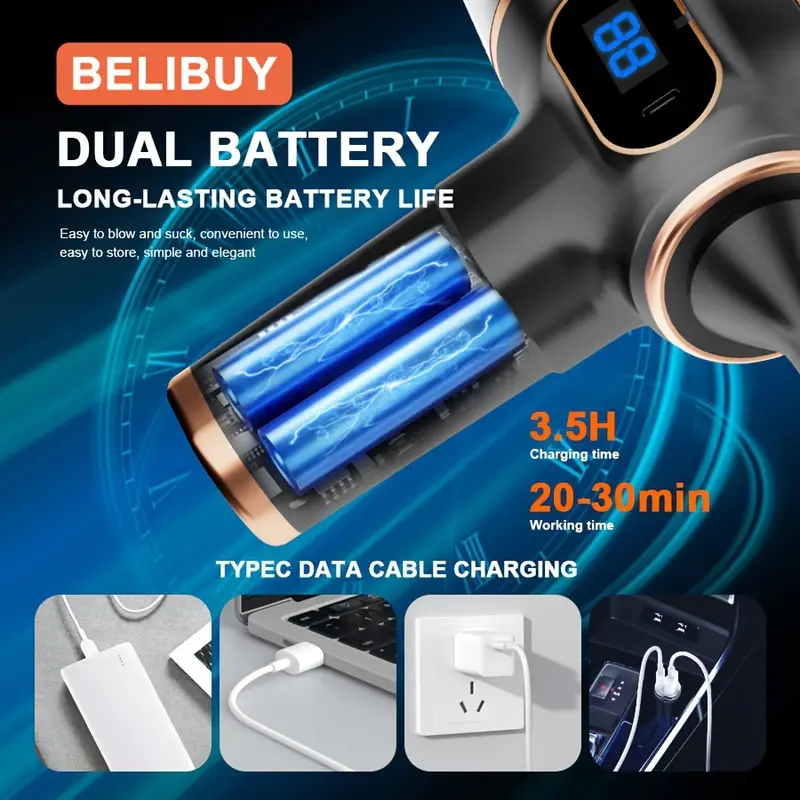 Aspirateur portable BELIBUY sans fil, mini aspirateur de voiture, nettoyeur rechargeable pour voitures, maisons, bureaux, aspirateur multifonctionnel Waffir.Ma Aspirateur Portable Maroc 