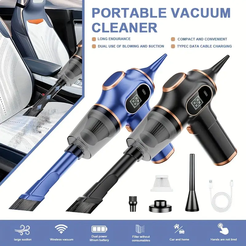  BELIBUY Aspirateur portable sans fil, mini aspirateur de voiture, nettoyeur rechargeable pour voitures, maisons, bureaux, aspirateur multifonctionnel Waffir.Ma Aspirateur Portable Maroc Description