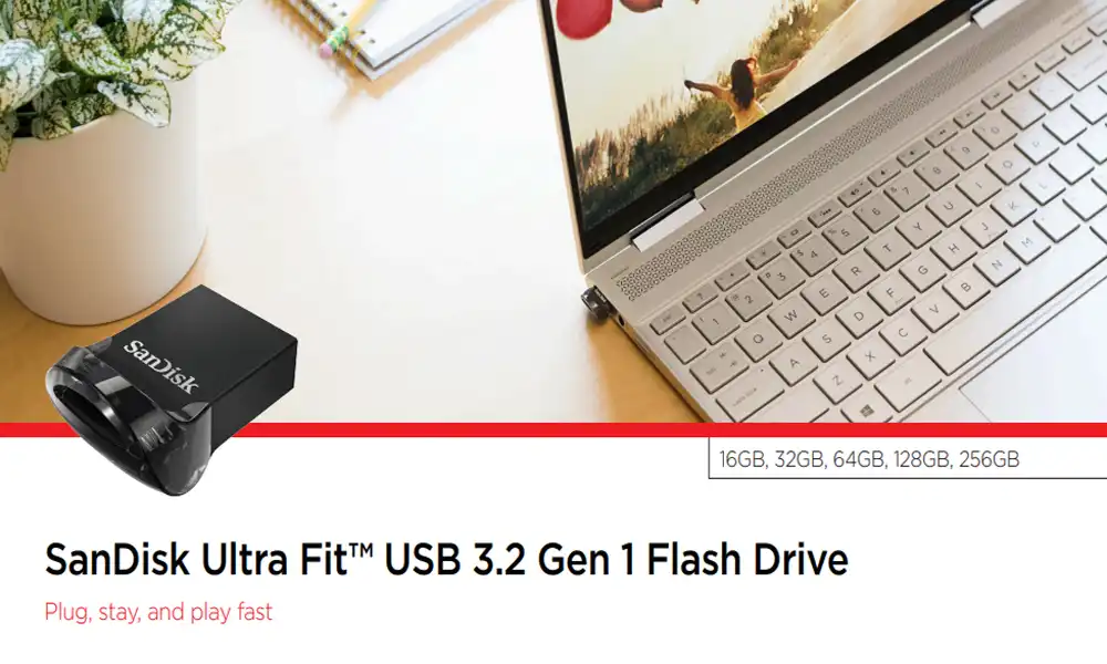 Clé USB compacte SanDisk Ultra Fit 16 Go, 32 Go, 64 Go, 128 Go, 256 Go, USB A 3.1 Gen 1 avec taux de transfert de 130 Mo/s, compatible Plug & Play et prise en charge de Rescue PRO Deluxe Waffir.Ma USB SanDisk MAROC 