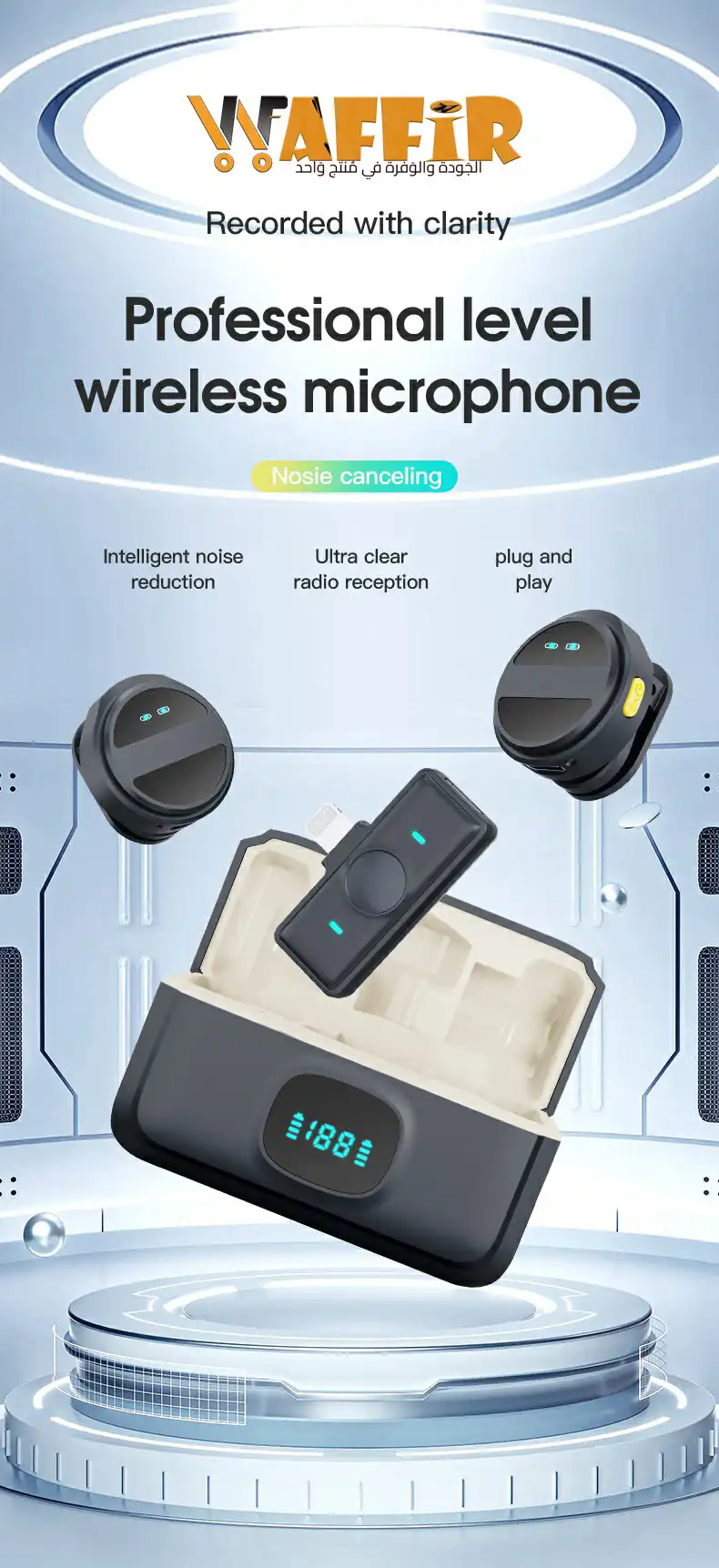 Microphone Bluetooth Cravate sans fil SX21 Annulation du bruit portable Microphone sans fil Longue durée de Vie Professionnel les appareils photo Waffir.Ma MICROPHONE professional PRO MAROC 