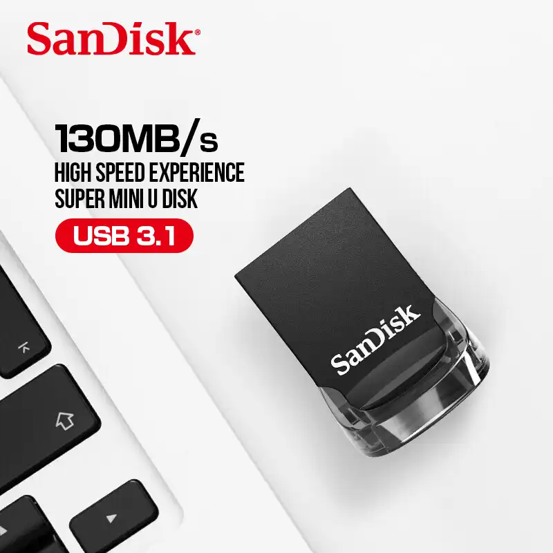 Clé USB compacte SanDisk Ultra Fit 16 Go, 32 Go, 64 Go, 128 Go, 256 Go, USB A 3.1 Gen 1 avec taux de transfert de 130 Mo/s, compatible Plug & Play et prise en charge de Rescue PRO Deluxe Waffir.Ma USB SanDisk MAROC 