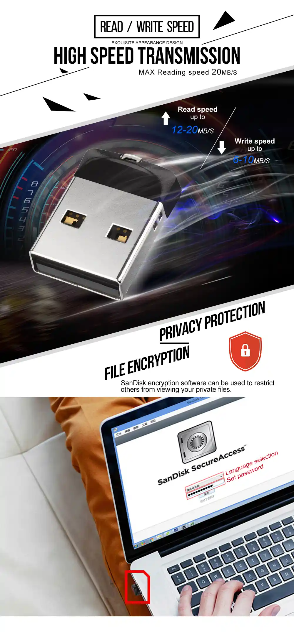 SanDisk Ultra Mini cle USB 2.0 originale support memoire de 16GB 32GB 64GB jusqu 20mos lecteur Flash Waffir.Ma Memoire Cle USB Maroc