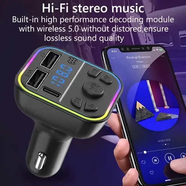 Transmetteur FM Bluetooth 5.0 PD Type-C pour voiture, G40 USB 3.l'autorisation, lumière ambiante colorée, lecteur modulateur MP3, mains libres, touristes Waffir.Ma Voiture Maroc