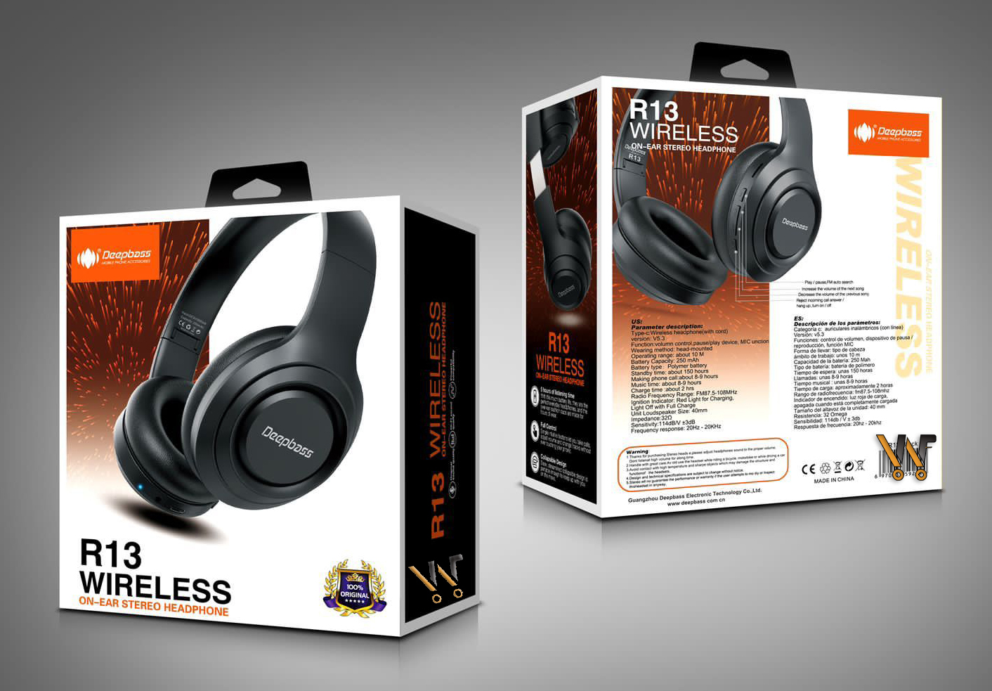 Deep bass Headphones R13 Casque Bandeau Bluetooth V5.3 Sans Fil Microphone Portable Deepbass R13 écouteurs stéréo de jeu Pour téléphone smartphone Waffir.Ma DeppBass Maroc 3