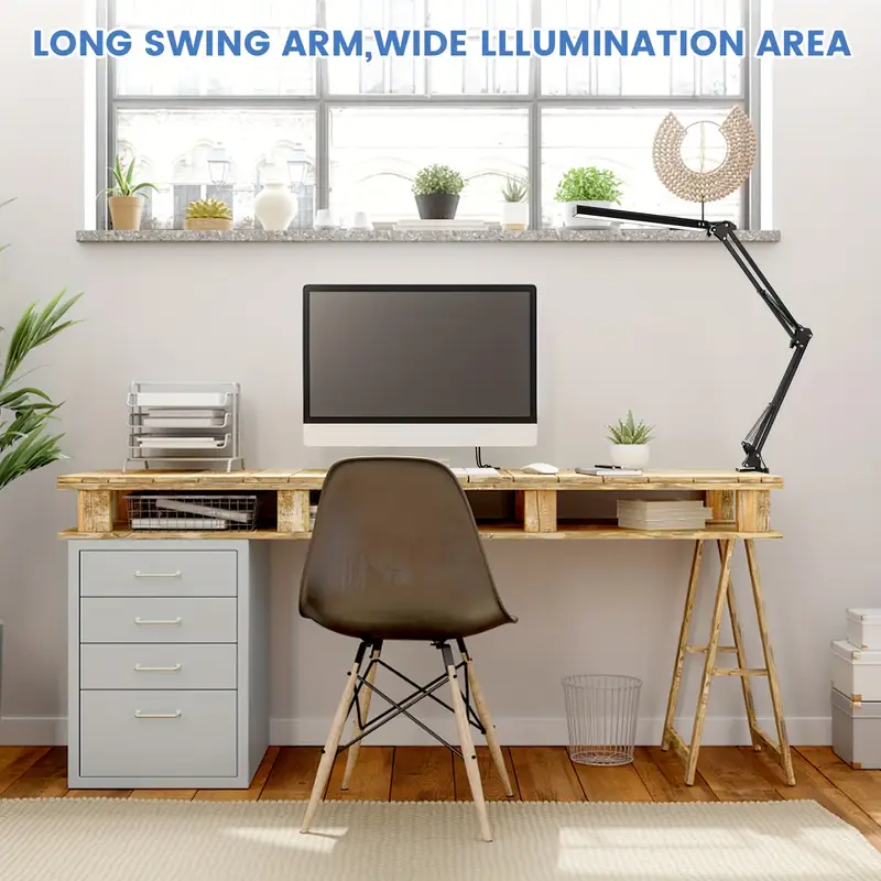 Lampe de Bureau LED Soin des Yeux avec Bras Pivotant et Pliant, 35cm, 3 Modes de Couleur, 10 Niveaux de Luminosité Réglables, Pince Incluse, Lumière de Table Alimentée par USB pour Bureau à Domicile Waffir.Ma LED Maroc