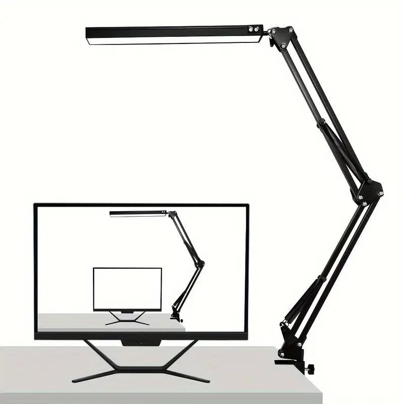 Lampe de Bureau LED Soin des Yeux avec Bras Pivotant et Pliant, 35cm, 3 Modes de Couleur, 10 Niveaux de Luminosité Réglables, Pince Incluse, Lumière de Table Alimentée par USB pour Bureau à Domicile Waffir.Ma LED Maroc