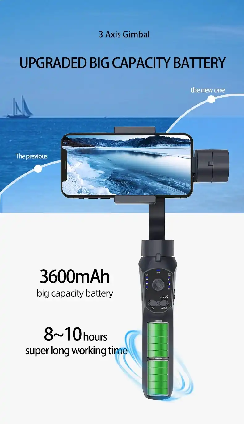 Stabilisateur de Smartphone à 3 Axes WF F10Pro pour Selfie Stick de Téléphone Portable pour Android iPhone Vlog Anti Tremblement d'Enregistrement Vidéo WAFFIR.MA Stabilisateur MAROC F10 PRO