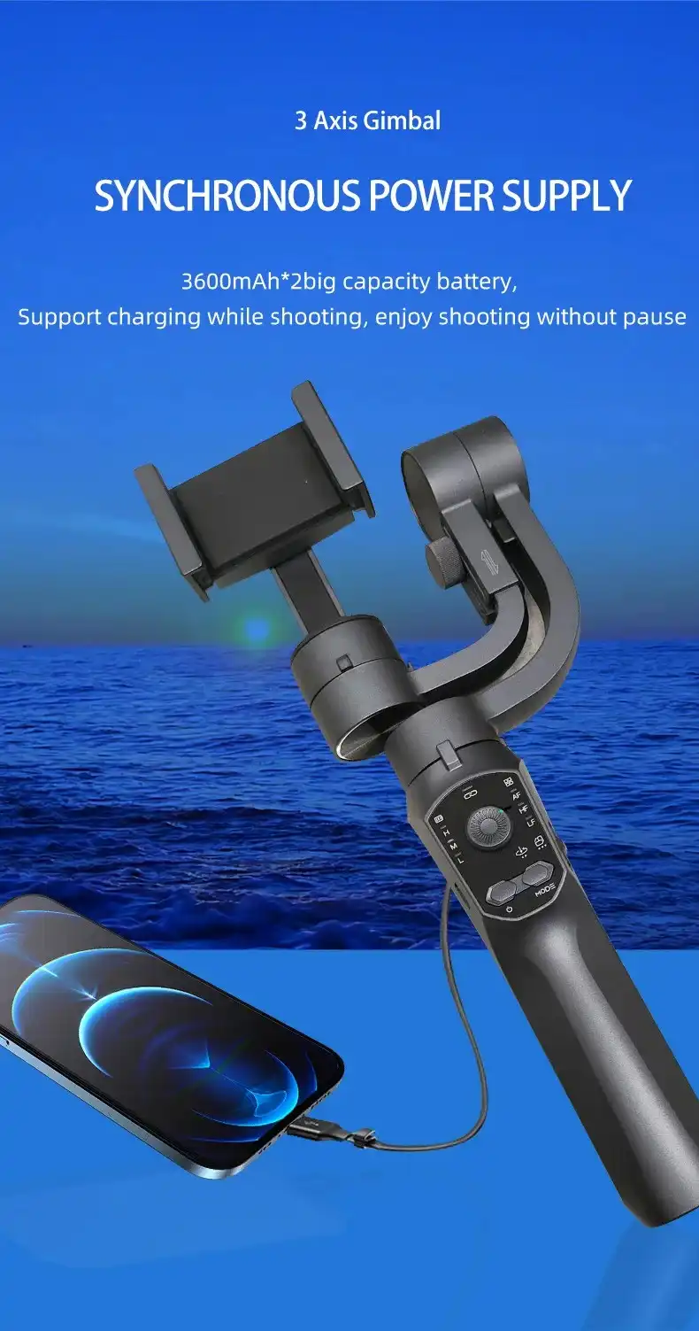 Stabilisateur de Smartphone à 3 Axes WF F10Pro pour Selfie Stick de Téléphone Portable pour Android iPhone Vlog Anti Tremblement d'Enregistrement Vidéo WAFFIR.MA Stabilisateur MAROC F10 PRO