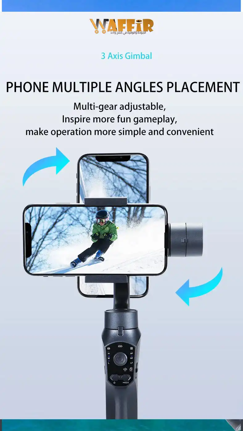 Stabilisateur de Smartphone à 3 Axes WF F10Pro pour Selfie Stick de Téléphone Portable pour Android iPhone Vlog Anti Tremblement d'Enregistrement Vidéo WAFFIR.MA Stabilisateur MAROC F10 PRO