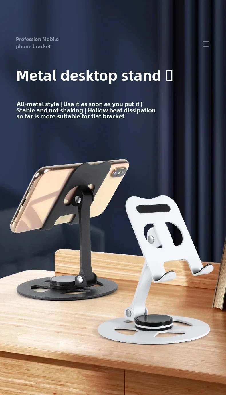 Support de tablette téléphone pour bureau, support de téléphone en métal rotatif à 360°, support de tablette pliable et antidérapant, design élégant Des