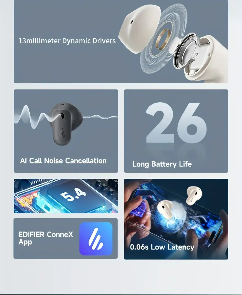 Casque Edifier T10 Sans Fil avec Réduction de Bruit, Mic, Stéréo, Edifier T10 Longue Batterie, Confortable, Mode Jeu, pour le Gaming et le Sport Waffir.Ma Edifier MaroC