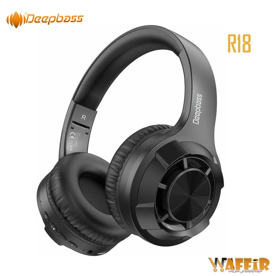 DeepBass R18 ecouteurs Casque Bluetooth V5.3 + sans fil Support TF Card-FM-Audio input Deep Bass R18 Bluetooth Headsets with mic High Quality DeepBass Maroc