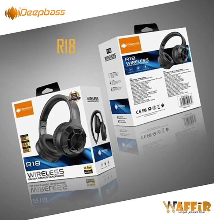 DeepBass R18 ecouteurs Casque Bluetooth V5.3 + sans fil Support TF Card-FM-Audio input Deep Bass R18 Bluetooth Headsets with mic High Quality DeepBass Maroc