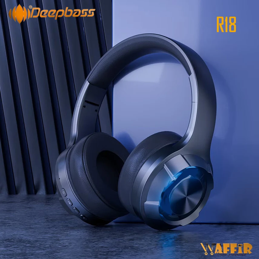 DeepBass R18 ecouteurs Casque Bluetooth V5.3 + sans fil Support TF Card-FM-Audio input Deep Bass R18 Bluetooth Headsets with mic High Quality DeepBass Maroc PP