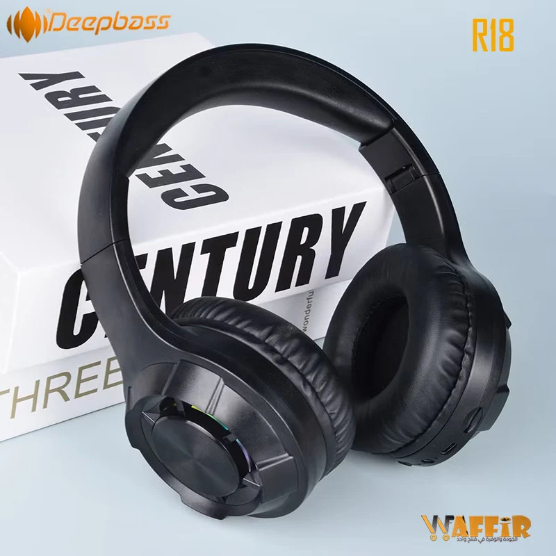 DeepBass R18 ecouteurs Casque Bluetooth V5.3 + sans fil Support TF Card-FM-Audio input Deep Bass R18 Bluetooth Headsets with mic High Quality DeepBass Maroc SI