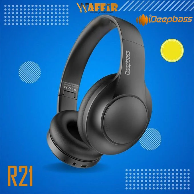  DeepBass R21 Casque Audio Sans Fil Bluetooth R21 avec Son Stéréo Haute Définition, Autonomie 8h, Micro Intégré et Design Pliable Waffir.Ma DEEBBASS MAROC Des