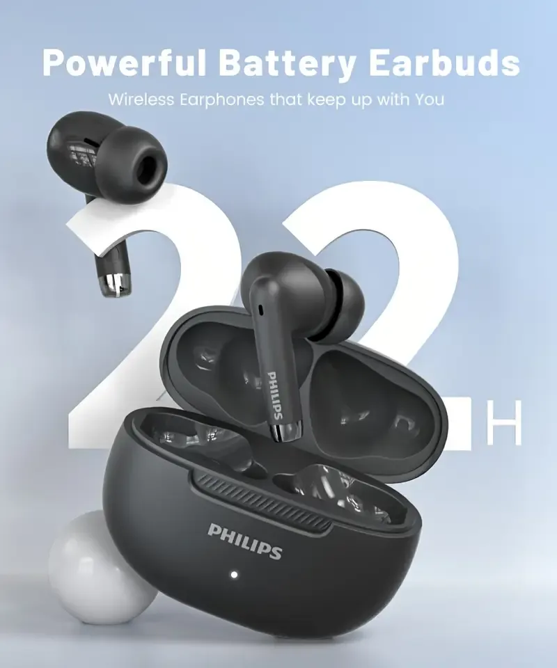 Écouteurs Sans Fil PHILIPS Eapphones avec Super Autonomie, Bordure Courbe Douce, Élégants et Tendance, Boîtier de Chargement 320mAh TAT2020 Waffir.Ma PHILIPS MAROC Des