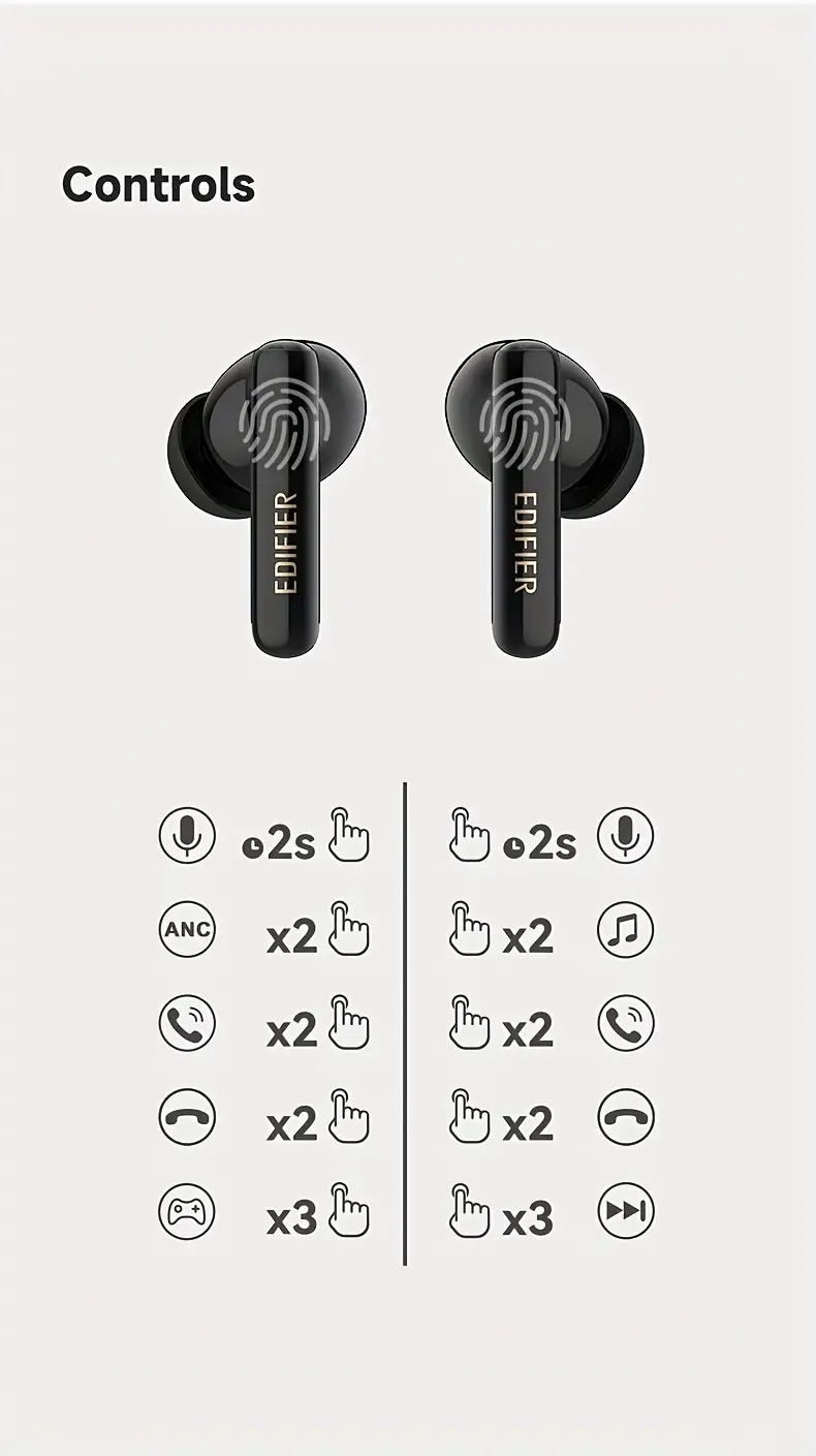 Écouteurs sans fil EDIFIER X5 Pro avec suppression active du bruit, 80 ms, batterie de 31 h, charge rapide, Type-C, pour le gaming et le sport, compatibles avec toutes les téléphones , conception fermée, casque de jeu Waffir.Ma Edifier Maroc