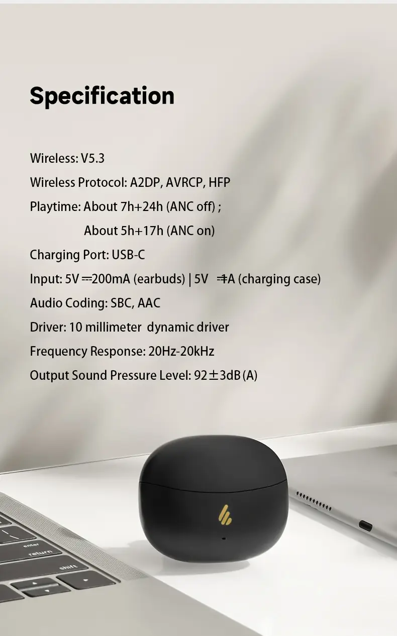 Écouteurs sans fil EDIFIER X5 Pro avec suppression active du bruit, 80 ms, batterie de 31 h, charge rapide, Type-C, pour le gaming et le sport, compatibles avec toutes les téléphones , conception fermée, casque de jeu Waffir.Ma Edifier Maroc