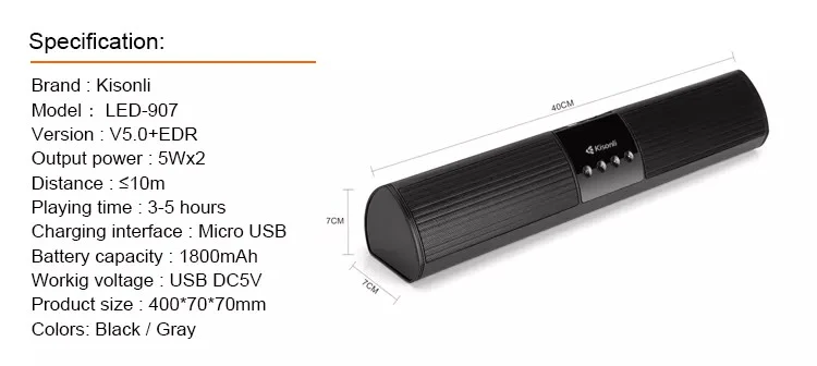 Kisonli LED-907 Shenzhen Factory Soundbar Karaoke Sub woofer Dj Bass Home Theater Surround Sound Speaker System  Waffir.Ma Kisonli Maroc DES