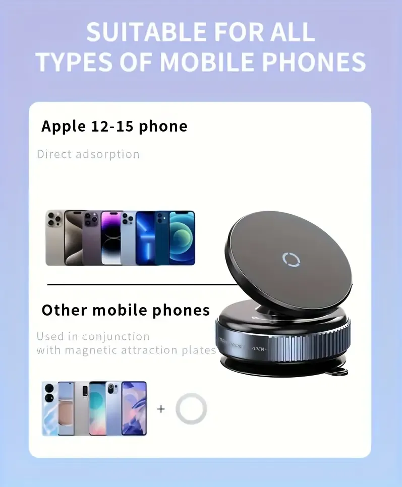 Support de Téléphone pour Voiture Universel à Rotation 360° - Alliage de Zinc Haute Résistance, Qualité Supérieure, Durable et Facile à Fixer pour Toutes les Voitures Waffir.Ma Support Maroc