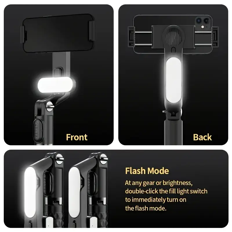 Stabilisateur de Gimbale Portable pour Smartphone Intelligente Stabilisateur A6 avec Trépied à Bâton de Selfie Sans Fil, avec Lumière 3 Couleurs Adaptée pour iPhone Andriod Waffir.Ma Stabilisateur Maroc