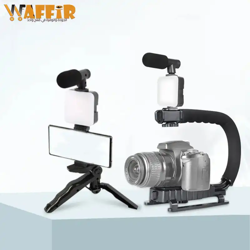 Stabilisateur de caméra portable de type AY49U C, lumière de remplissage, microphone, support de diffusion en direct pour téléphone portable Android ISO Waffir.MA Photographie Maroc