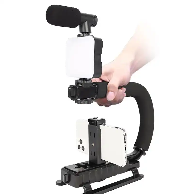 Stabilisateur de caméra portable de type AY49U C, lumière de remplissage, microphone, support de diffusion en direct pour téléphone portable Android ISO Waffir.MA Photographie Maroc