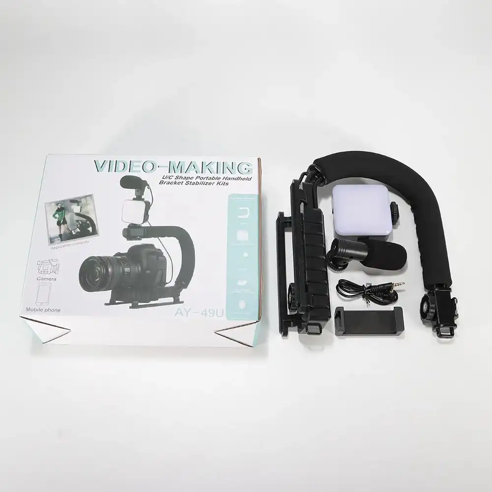 Stabilisateur de caméra portable de type AY49U C, lumière de remplissage, microphone, support de diffusion en direct pour téléphone portable Android ISO Waffir.MA Stabilisateur Maroc DES