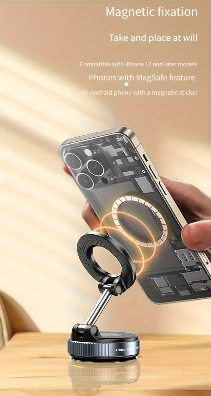 Support Magnétique pour Téléphone Voiture 2026 Amélioré, Ventouse, Monture 360° Renforcée Compatible, Adapté iPhone 17 Pro Max Waffir.Ma Sup Maroc