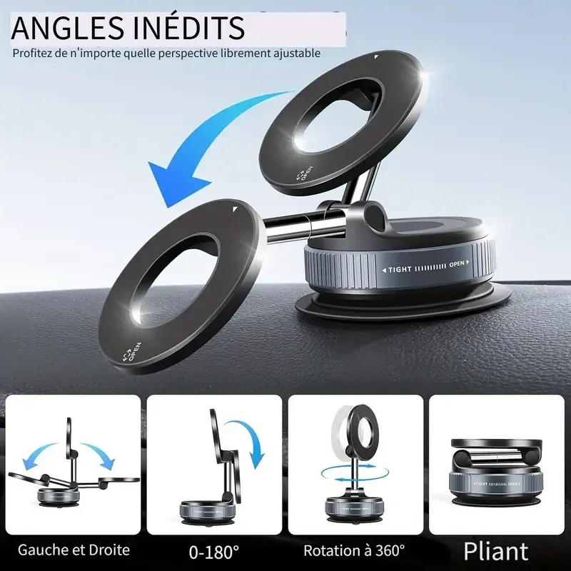 Support Magnétique pour Téléphone Voiture 2026 Amélioré – Ventouse Ultra-Résistante 43,54KG – Monture 360° Renforcée Compatible – Adapté iPhone 17 Pro Max, Voiture/Gym/Miroir – Compatible iPhone & Android