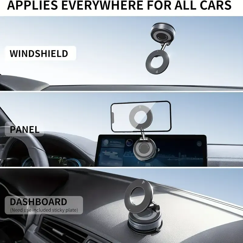 Support Magnétique pour Téléphone Voiture 2026 Amélioré – Ventouse Ultra-Résistante 43,54KG – Monture 360° Renforcée Compatible – Adapté iPhone 17 Pro Max, Voiture/Gym/Miroir – Compatible iPhone & Android