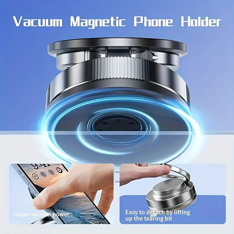 Support Téléphone Magnétique à Ventouse, Pliable et Réglable, Rotation 360°, Opération à Une Main, Idéal Voiture/Salle de Bain, Sport,Cuisine, Base Magnétique, Haute Stabilité Waffir.Ma Holder