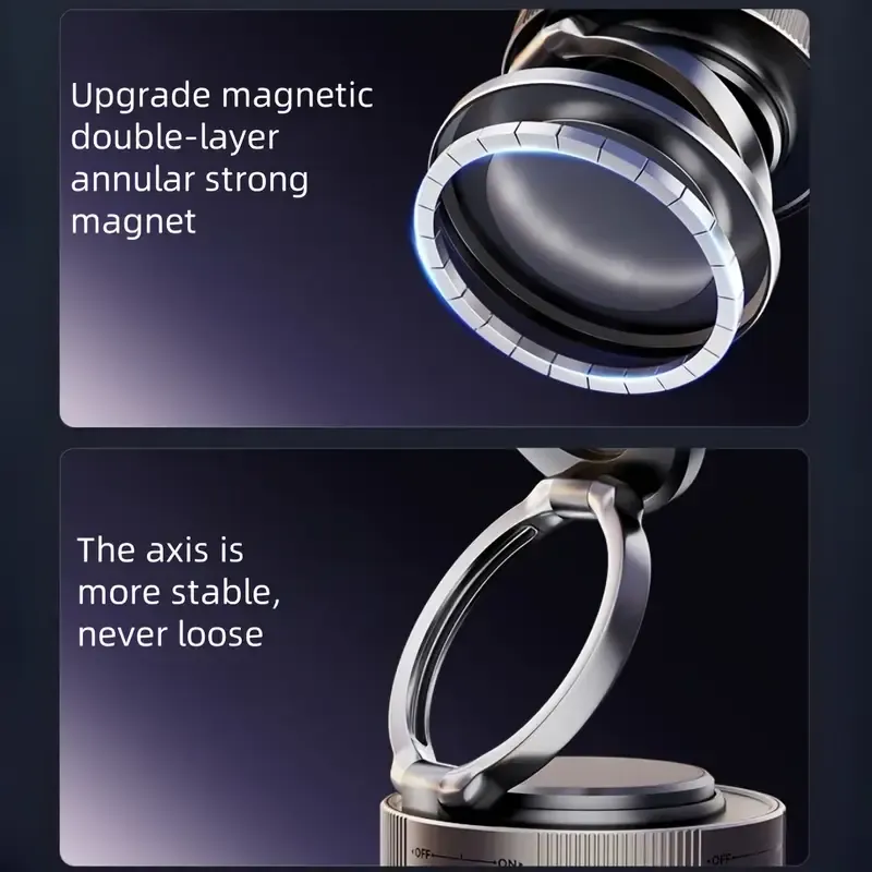 Support Téléphone Magnétique à Ventouse, Pliable et Réglable, 360°, Opération à Une Main, Idéal Voiture, Sport Waffir