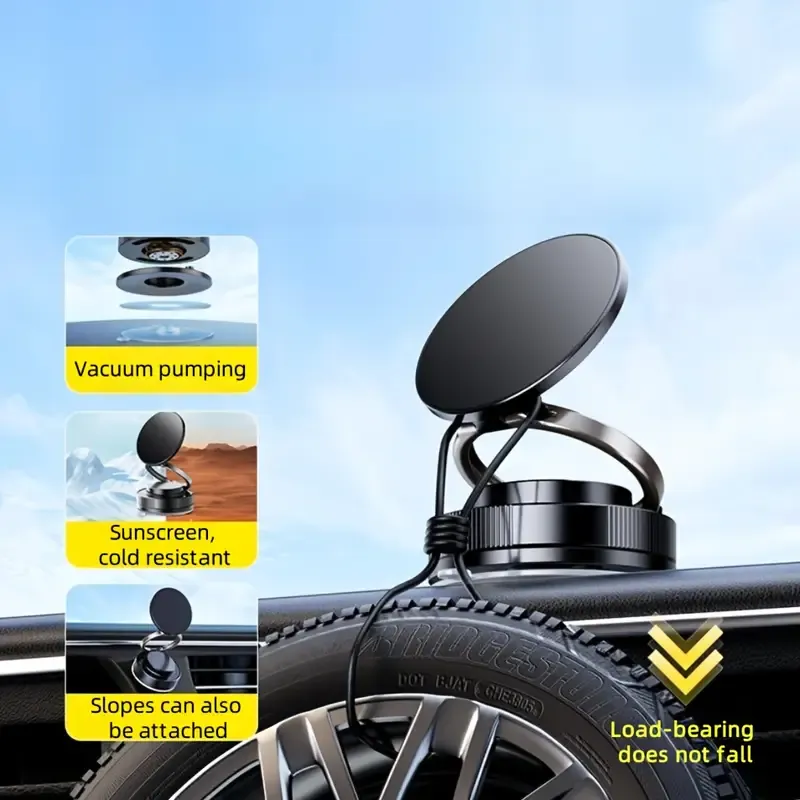  Support Téléphone Magnétique à Ventouse, Pliable et Réglable, 360°, Opération à Une Main, Idéal Voiture, Sport Waffir