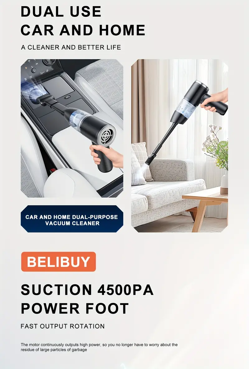 New Aspiration Portable BELIBUY Aspirateur à main sans fil, double fonction souffleur et aspiration, rechargeable Waffir.Ma ASPIRATEUR BELIBUY MAROC Des