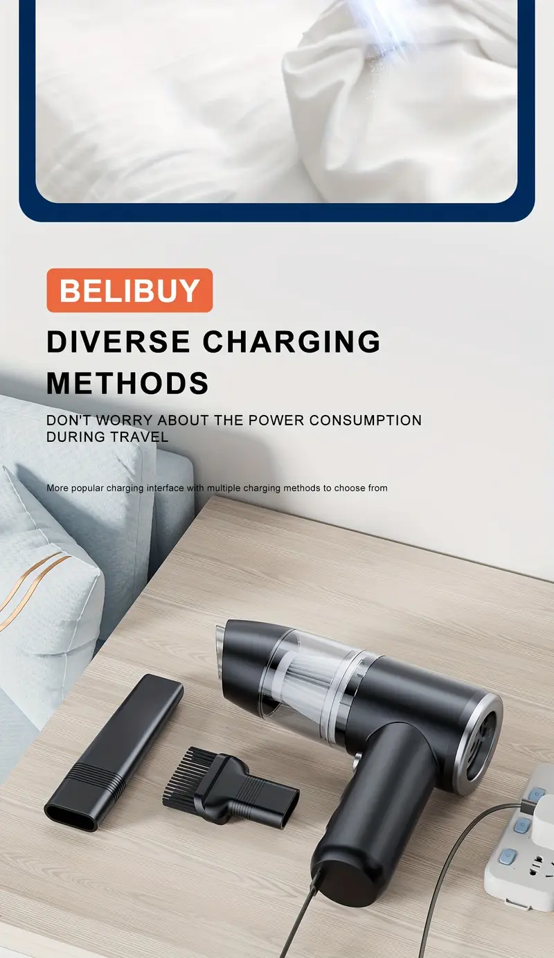 New Aspiration Portable BELIBUY Aspirateur à main sans fil, double fonction souffleur et aspiration, rechargeable Waffir.Ma ASPIRATEUR BELIBUY MAROC Des