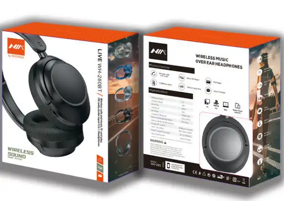 Casque NIA WH260 Stereo Hifi New DesignN ia WH260BT Over Ear Wireless Headphone Bluetooth TF Card, Radio Waffir.Ma Nia Maroc