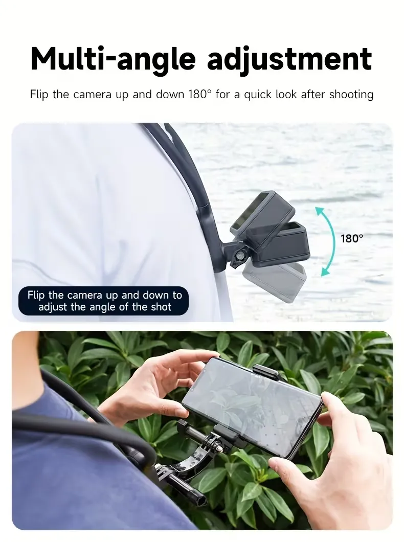 TELESIN U Shape Neck Holder Mount SE, avec coussin d'air, support de vlog vidéo POV mains libres, adapté pour la caméra d'action Go Pro , DJI Action 3 4 5 Pro Waffir.Ma TELESIN Maroc Des